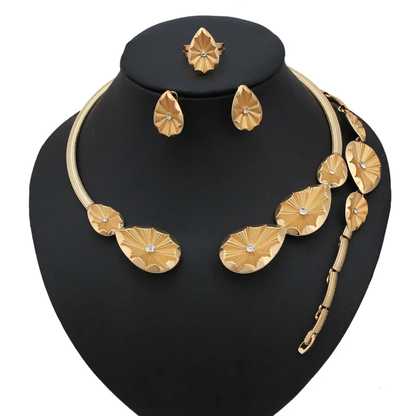 Copper Alloy Gold Plated Item Yulaili Jewelry Sets Necklace Ring Earrings and Bracelet Set
Copper Alloy Gold Plated Item Yulaili Jewelry Sets Necklace Ring Earrings and Bracelet Set