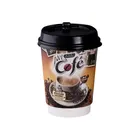 8OZ take away Eco friendly Custom Printed Double Wall Hot Coffee Paper Cups With Lid