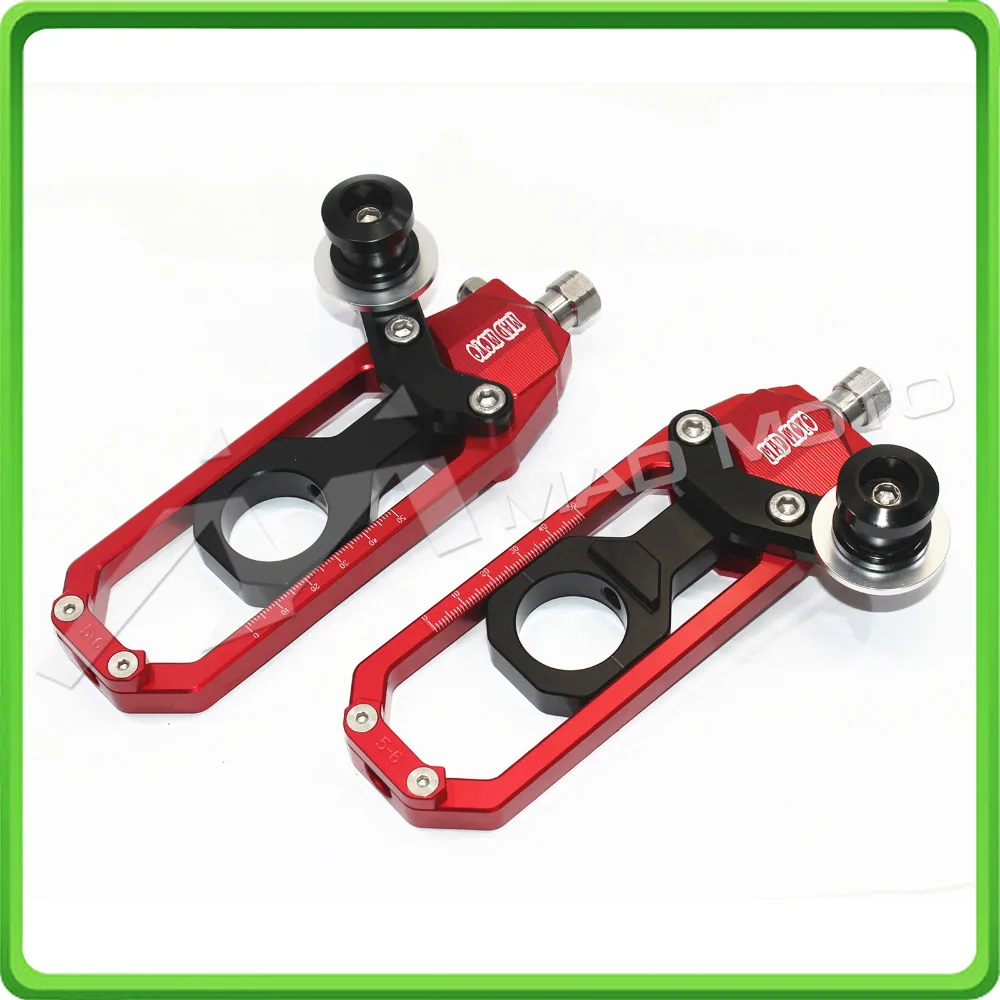 Motorcycle Chain Tensioner Adjuster with paddock bobbins kit for Yamaha YZF-R1 2006 R1 06 Red&Black (3)