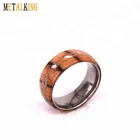 Abalone Shell Inlay NATURE 8mm Mens Abalone Shell And Real Wood Inlay Titanium Wedding Ring High Polished Dome Style