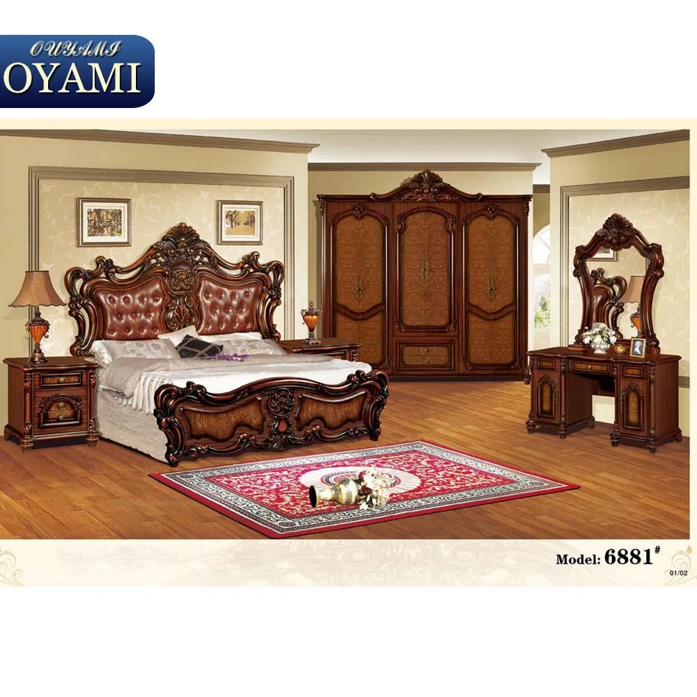 Klassischen europäischen königlichen stil schlafzimmer möbel holz mit