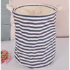 Stripe Washing Foldable Round Fabric Laundry Basket