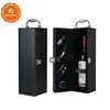 Custom Handle Luxure Liquor Gift Packaging Handmade Leather Wine Packaging Box