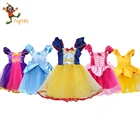 Halloween Children Bell Snow white Elsa Lace Cotton Bowtie Princess Girl Kids Yellow Red Pink Costume Dress