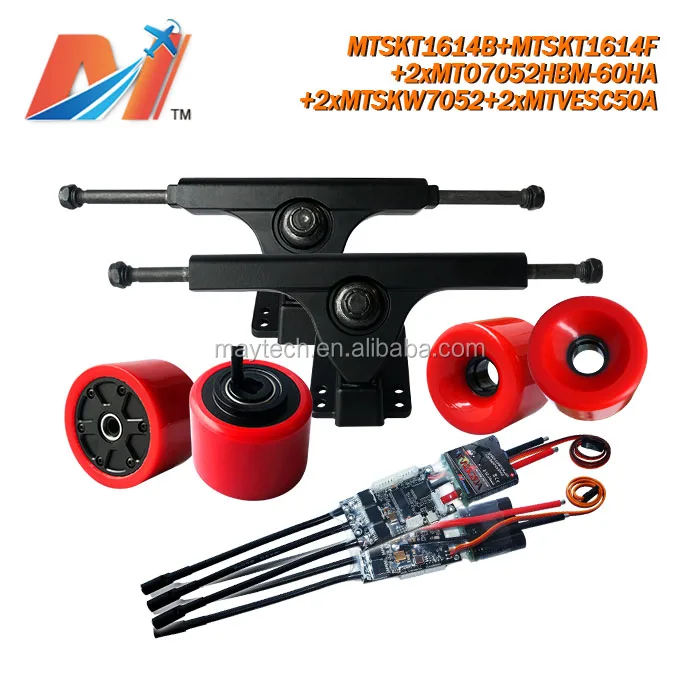 Maytech remote control 90mm hub motor and super esc based on vesc pu wheel with electric truck for car electric conversion kit