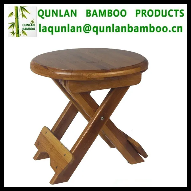 foldable round small bamboo stool