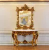 C805 Baroque Style Console Table With Antique Framed Mirror FA718
