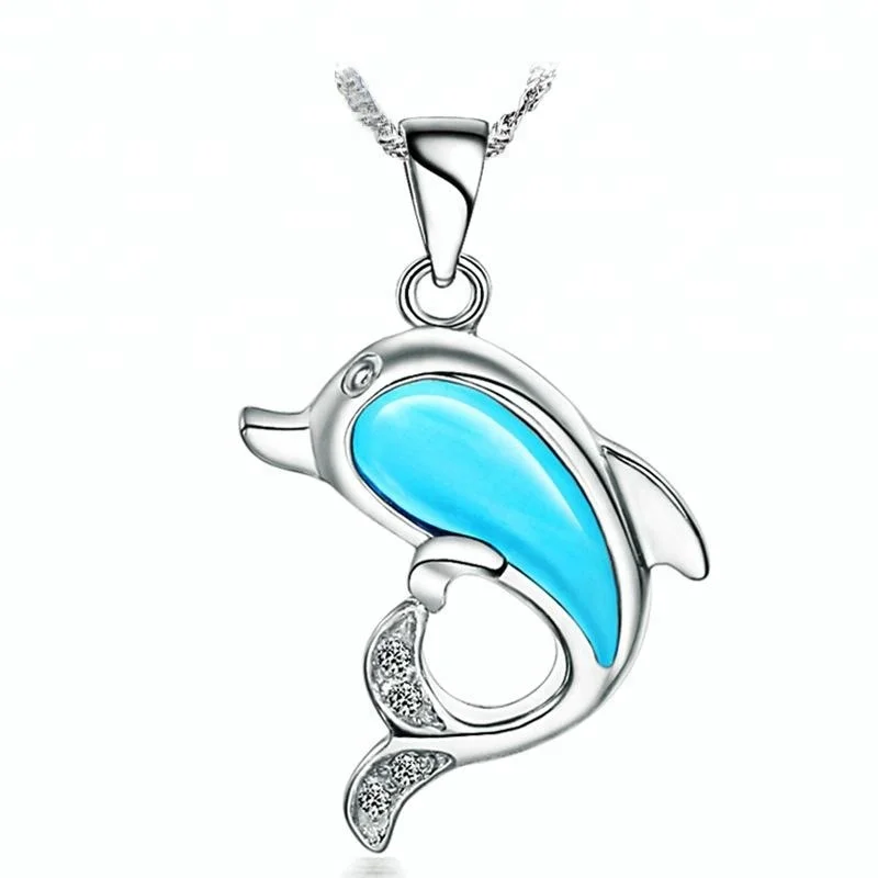 Dolphin Pendant Necklace With Opal Rhodium Plated 925 Sterling Silver Pendants For Jewelry Making, Blue
Dolphin Pendant Necklace With Opal Rhodium Plated 925 Sterling Silver Pendants For Jewelry Making, Blue