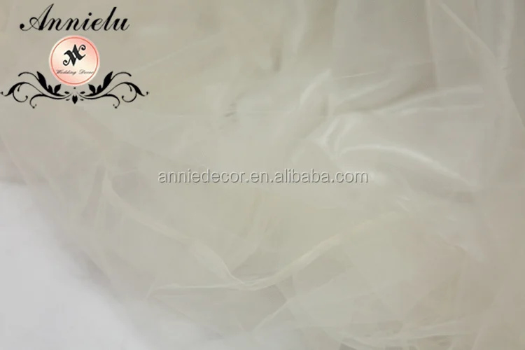 AL2019-TC19 Luxury White Mesh Fabric Chiffon Wedding Table Skirt