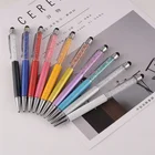 Custom logo jeweled bling diamond 2 in 1 crystal metal ballpoint pen with touch pen