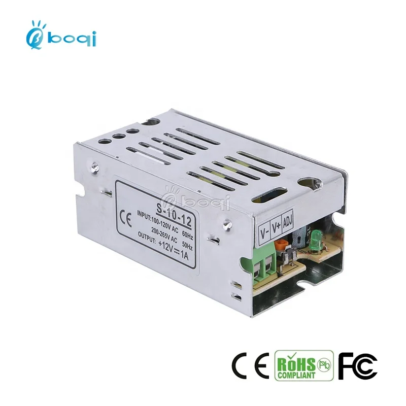 boqi CE FCC certified 12v 12w switching mode power supply adapter for CCTV LED strip