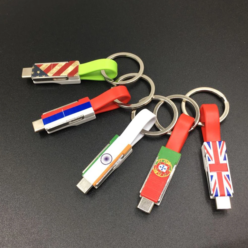 Portable 3in1 magnetic micro usb cable with keychain fast keyring usb data magnetic cable for IOS for Android for Type C device - ANKUX.COM