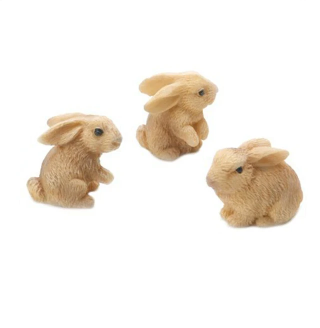 Fairy Garden Decoration Resin Mini Rabbits Figurine with 3 pieces