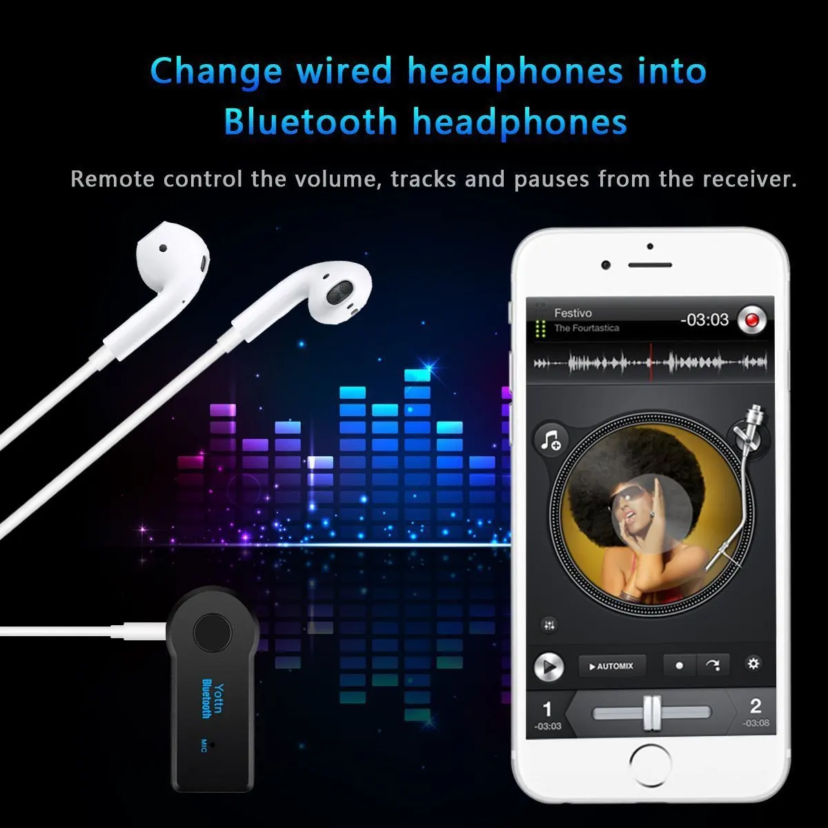 APPACS Aux Audio Home Stereo Music 3.5mm Car Bluetooth Receiver - ANKUX.COM