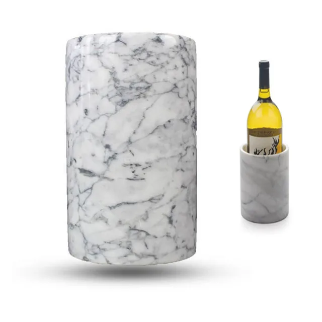 durable and elegant white marble wine cooler and tool holder ice