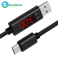 

3A USB Type C Cable QC 3.0 Fast Charging LCD Voltage and Current Display Nylon Braided USB C Data Sync Cable