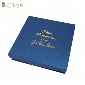 luxury mini gold foil blue fancy paper wine bottle gift box with