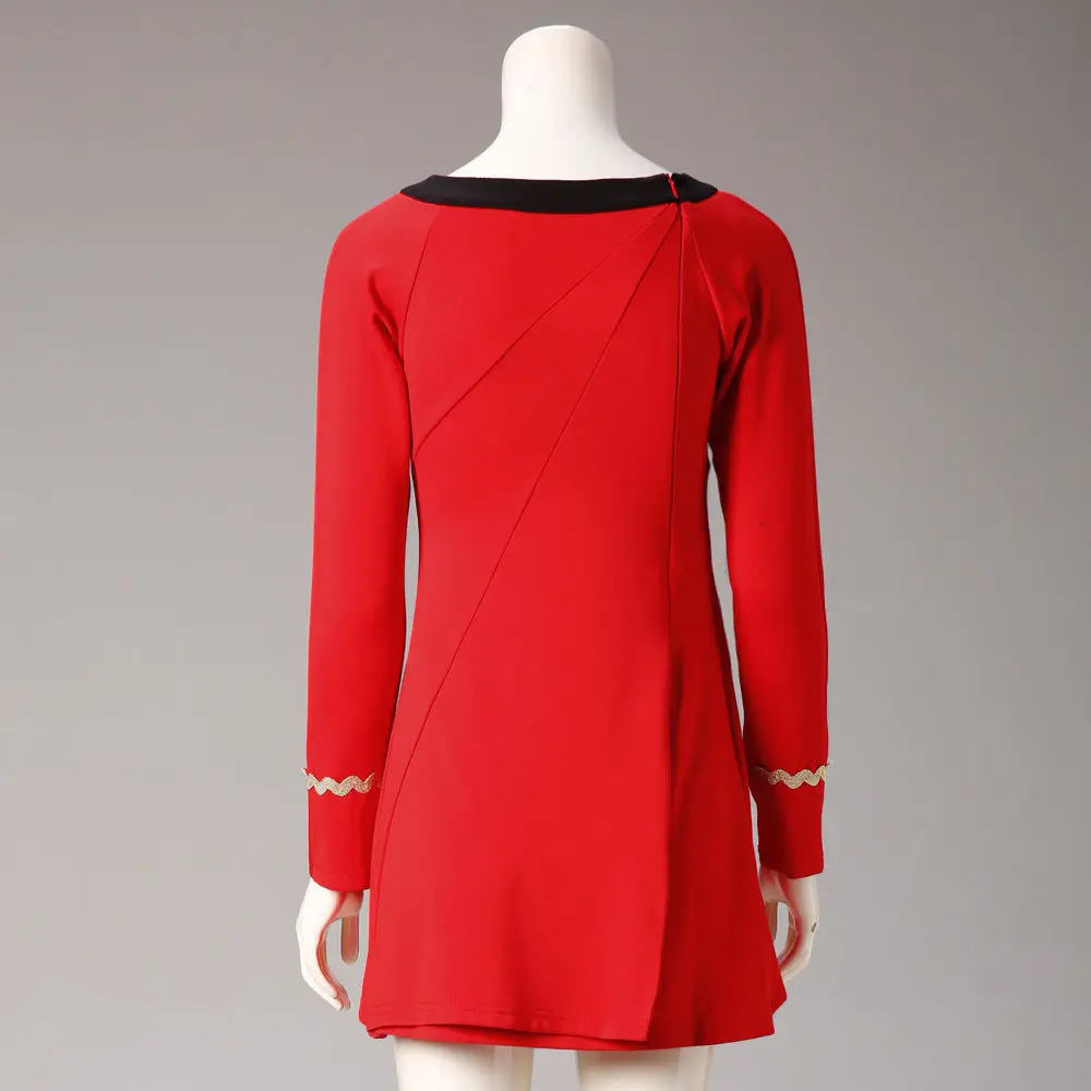 Classic Star Trek Female Duty TOS Red Uniform Dress Halloween Costume Adult New3