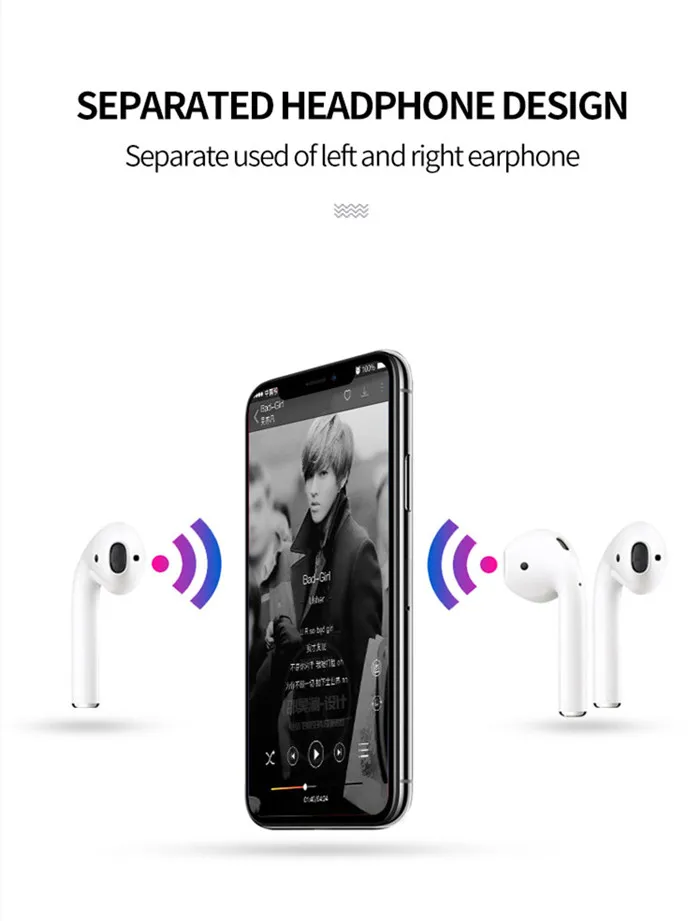 F11-T2S touch control auto connection truly wireless twins ear pods with charger case - ANKUX.COM