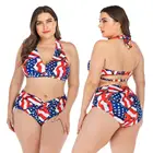Big Size Swimsuit Sexy Halter Top Bikini Women Print Plus Size Two Piece Bathing Suits