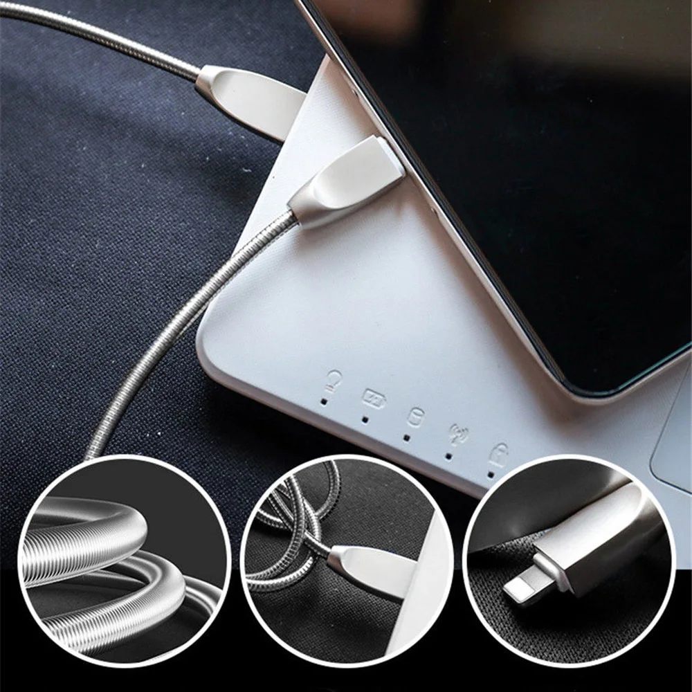 Alloy Metal 8 Pin USB Charging Cable Charger Cord Wire for iPhone X 8 8 plus 7 plus 6s - ANKUX.COM