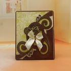 Wooden customized luxury laser cut wedding invitation card with bowknot