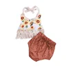 Vestido toddler girls baby floral romper 2piece with lace tassel clothing