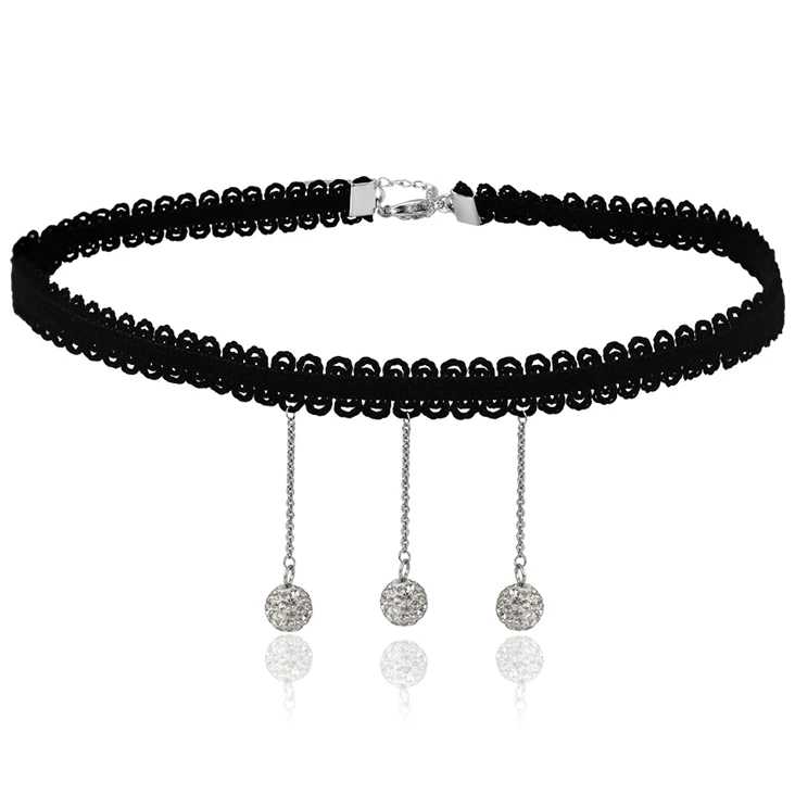 43714 Xuping fabric necklace fashion jewelry, black fabric choker necklace, jewellery tattoo choker necklace