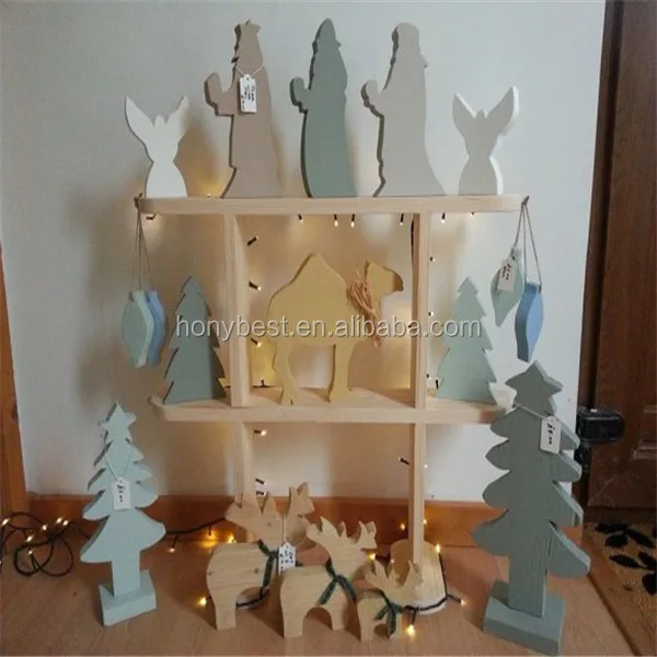 hand painting color small size laser cut wood christmas craft