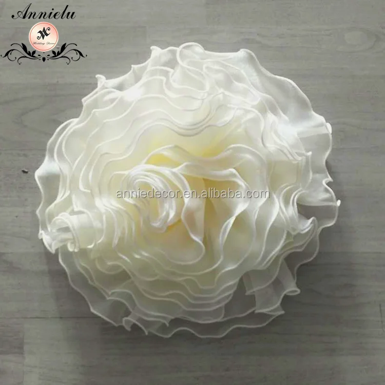Elegent ruffle organza flower chair sash wedding decorative flower wedding chair sash chair cover