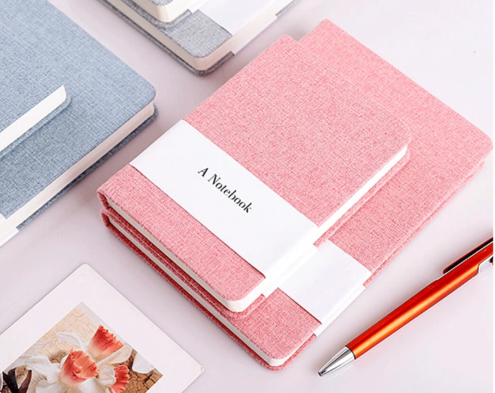 High Quality Premium Solid Color Fabric Cloth Cover Mix Inner Pages Notebook Office Notepad With Paper Tape