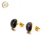 New Popular High Quality Stainless Steel Women Fancy Black Opal Stud Earrings