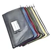 Portable bank bag zipper leather security deposit bag with name card pocket