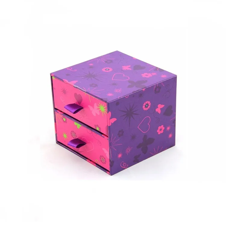 custom printing 2 layer paper drawer style gift color box