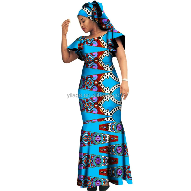 الملابس الأفريقية التقليدية مضيئة كم فستان زفاف حورية البحر الأفريقية