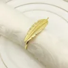 Custom gold feather leaf napkin rings for Wedding Thanksgiving Holiday