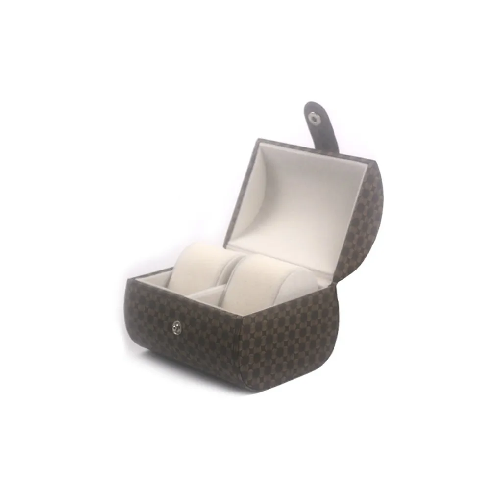 Customized two slots PU leather portable couples watch box with pillow