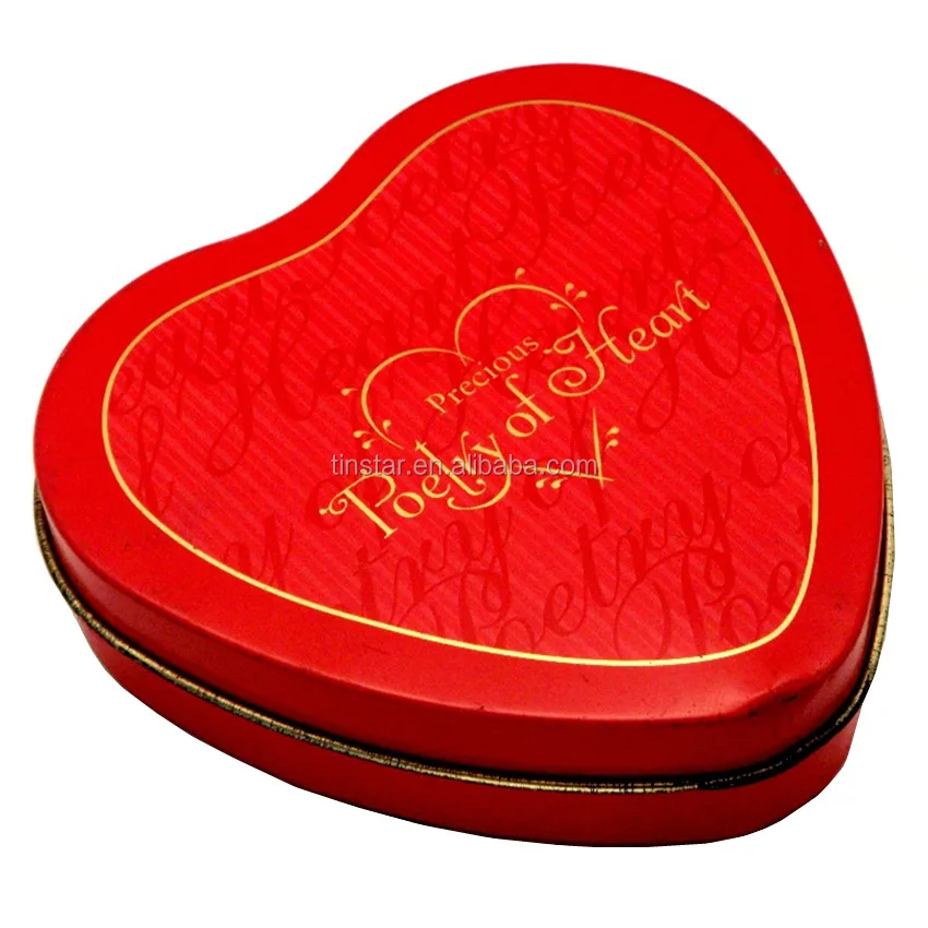 popular red heart gift tin box