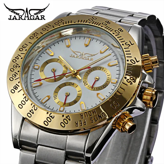 New Series Mens Watches Top Brand Luxury Automatic Mechanical Clock Jaragar Watch Steel relogio masculino, 5 colors
New Series Mens Watches Top Brand Luxury Automatic Mechanical Clock Jaragar Watch Steel relogio masculino, 5 colors
