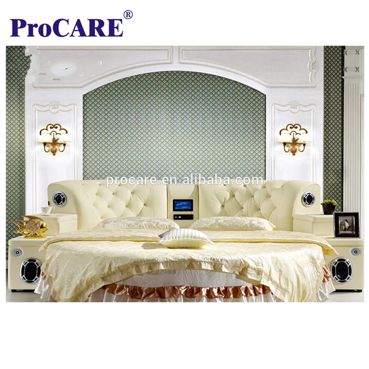 Round leather double bed