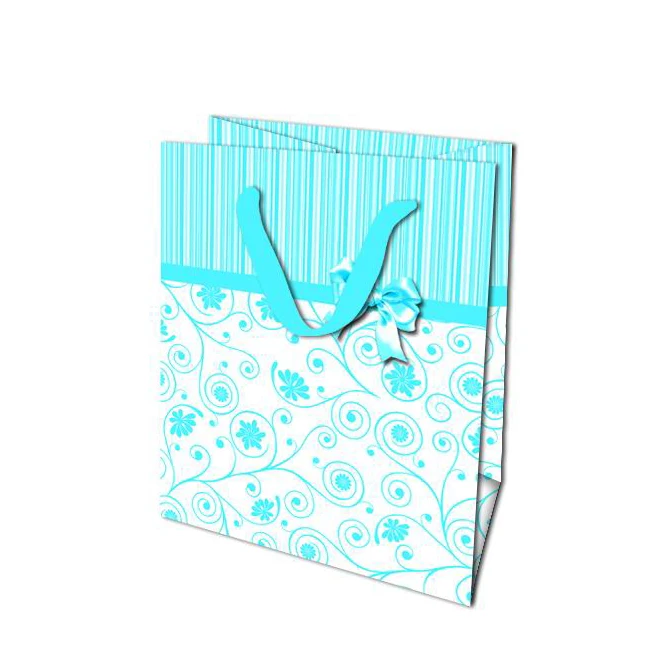Wholesale Eco-friendly Custom Print Tote Carrier Paper Gift Bag For Baby Shower, Wedding Gift Bag