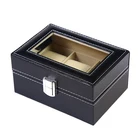 Custom Black PU Leather 3 Slots Watch Display Storage Case Gift Watch Box in stock