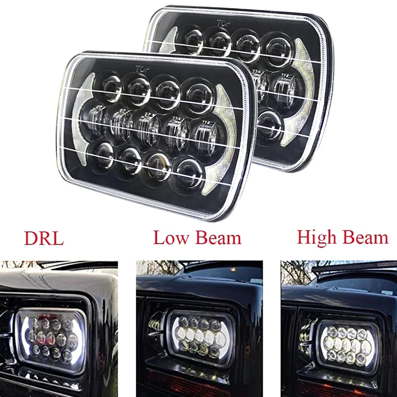FADUIES 105W 5''x7'' Led Headlights with DRL for Jeep Wrangler YJ Cherokee XJ H6054 H5054 H6054LL 69822 6052 6053 (Black Pair) (5)