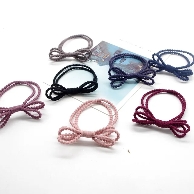 Popular Korean Style Bowknot Circle High Stretch Double Dropped Knot
