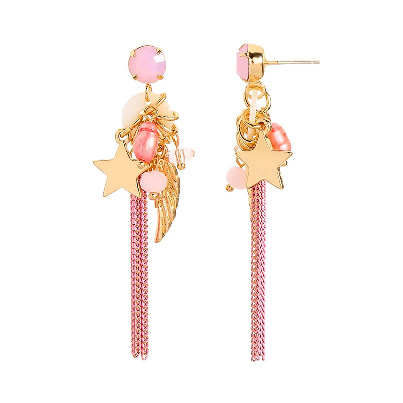 ed02032d Handmade Bohemian Style Pink Chains Tassel Travel Essential Flower Clip On Earring Boucle Doreille Earrings, Gold
ed02032d Handmade Bohemian Style Pink Chains Tassel Travel Essential Flower Clip On Earring Boucle Doreille Earrings, Gold