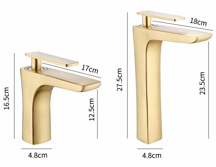Single Lever Basin Mixer Brushed Gold Hot And Cold Water Bathroom Faucet Basin