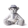 New design plush toy grey bear wear white linen skirt with light blue hair cap beautiful bear