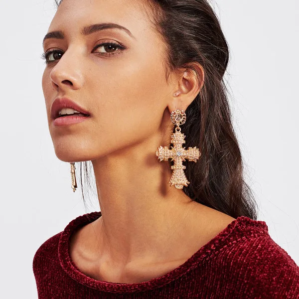 Women Personality Simple Gold Plated Dangle Earring Cross Rhinestone Drop earring (KER233), Same as the picture
Women Personality Simple Gold Plated Dangle Earring Cross Rhinestone Drop earring (KER233), Same as the picture