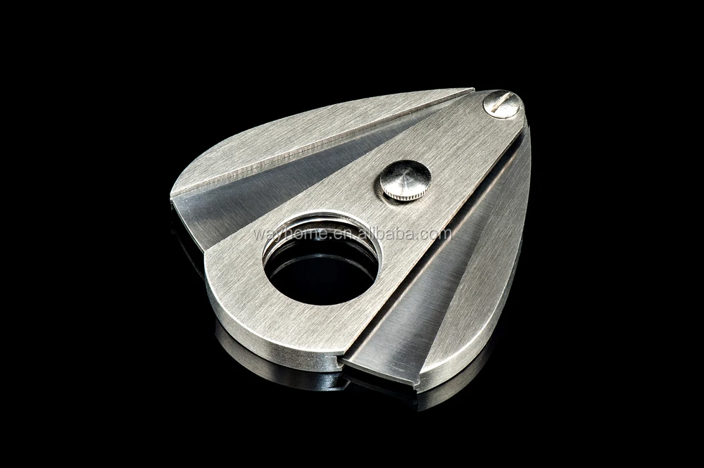 stainless steel metal cigar cutter with front lock cm-032