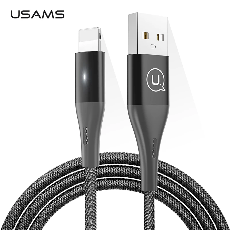 

USAMS Soft LED light 0.25m 1.2m 2m Charger USB Data 2.4A Fast Charging Cable Phone Cord Adapter for iphone X